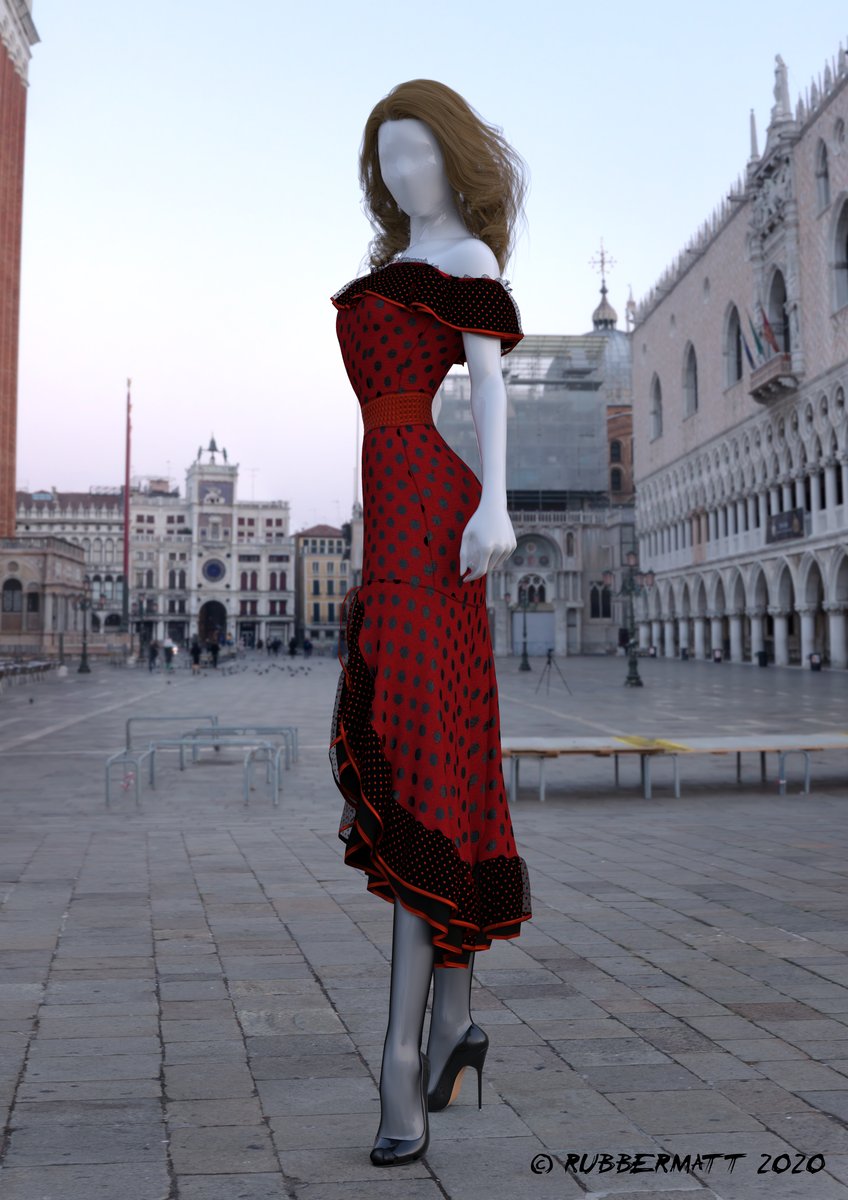 Redhead dancing in Venice
